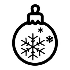 Holiday ornament vector illustration in black and white, isolated against a clean white background. Perfect for festive design projects, decorations, or seasonal themes in minimalist styles