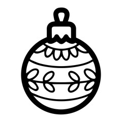 Holiday ornament vector illustration in black and white, isolated against a clean white background. Perfect for festive design projects, decorations, or seasonal themes in minimalist styles