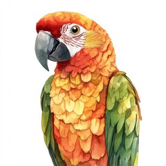 Fototapeta premium Watercolor painting of a vibrant Sun Conure parrot.