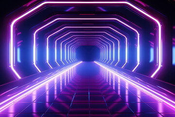 Outstanding si fi tunnel with fantastic Neon lights