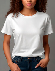 woman in white t shirt