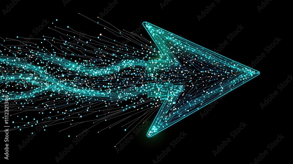 Poster dynamic arrow animation representing progress digital space graphic design virtual environment abstr