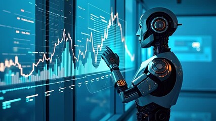 Advanced Robot Analyzing Financial Data on a Large Interactive Screen