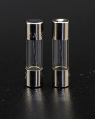 Fuses to protect the equipment. Soft focus. Close-up.