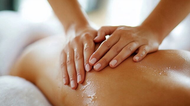 A woman receiving a relaxing back massage at a spa, emphasizing tranquility and wellness.