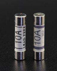 Fuses to protect the equipment. Soft focus. Close-up.