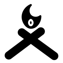 Camping Fire Flame Glyph Icon