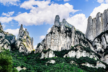 Views of the Montserrat massif, mountain in the province of Barcelona, ​​Catalonia on a day...