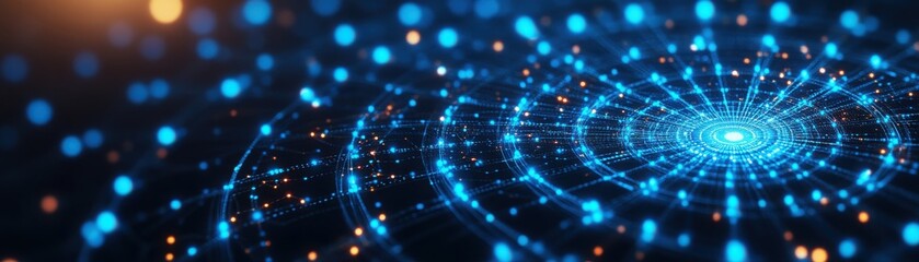 Obraz premium A stunning abstract representation of digital connectivity, showcasing vibrant blue lights forming a mesmerizing pattern.