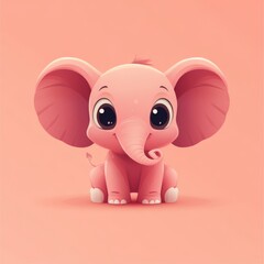 Fototapeta premium Cute pink baby elephant illustration.