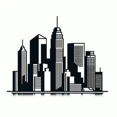 Obraz premium Black silhouette of a modern city skyline.