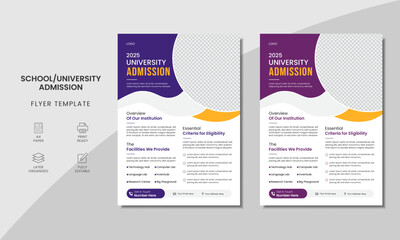 Modern education flyer design, minimalist school, college, university admission flyer design template