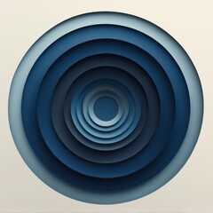 Fototapeta premium Minimalist Geometric T-Shirt Design, Concentric Circles in Deep Blue Monochromatic Palette