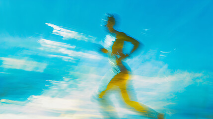 Fototapeta premium Blur speed motion sprint relay race runner, jogger jogging