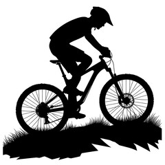 Obraz premium Silhouette of a cyclist riding uphill.