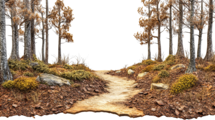 Mountain hiking trail transparent background