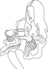  coffee time concept line art