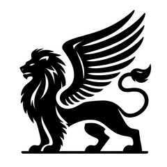 Obraz premium Winged lion silhouette design.