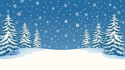 Snowy Winter Landscape Featuring Snow Covered Pine Trees