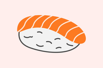 Nigiri sushi delight. Japanese dish with rice and raw salmon fish vector Illustration