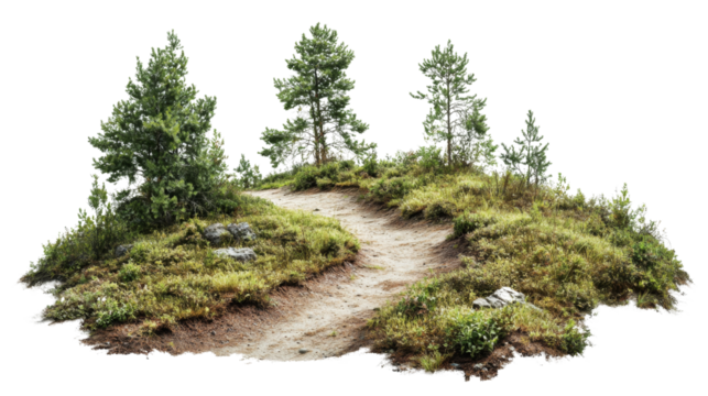 Mountain hiking trail transparent background