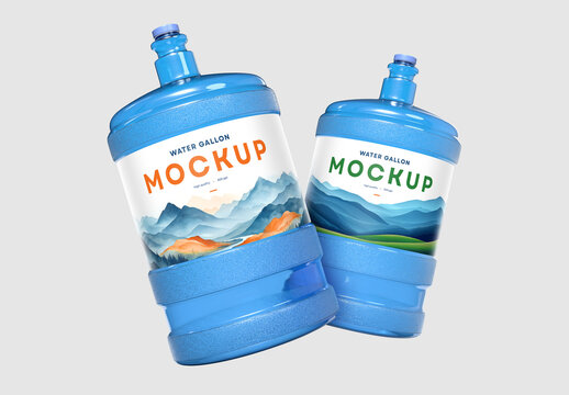 Large Water Gallon Bottle Mockup &ndash; Realistic Packaging Template for Mineral Water Branding, Delivery Services, or Beverage Product Presentation on Light Background
