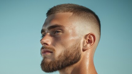 Naklejka premium Clean and Precise Buzz Cut in Natural Sunlight