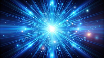 Fototapeta premium Abstract glowing burst of colorful blue lights on a dark background , blue, glowing, abstract, burst, color, colorful, background