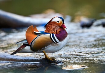 Mandarin duck in natural habitat