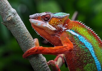 Close up of a panther chameleon in natural habitat