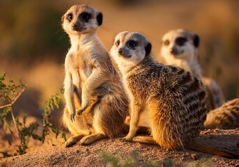 Meerkats watching in natural habitat