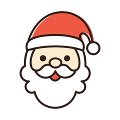 Cartoon Style Santa Claus Face Clipart Vector Illustration.