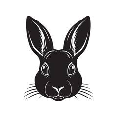 Rabbit Head silhouette vector, black and white silhouette, vector and illustration, black and white, isolated on white background