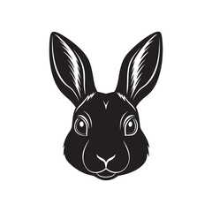 Rabbit Head silhouette vector, black and white silhouette, vector and illustration, black and white, isolated on white background