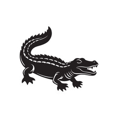 Fototapeta premium crocodile silhouette vector, black and white silhouette, vector and illustration, black and white, isolated on white background