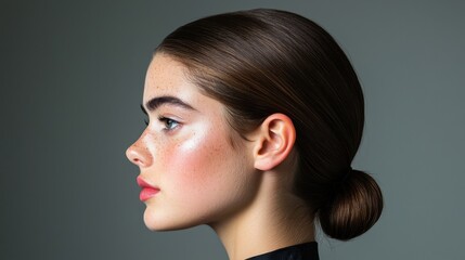 Naklejka premium Glossy Slicked Back Hairstyle with Volume