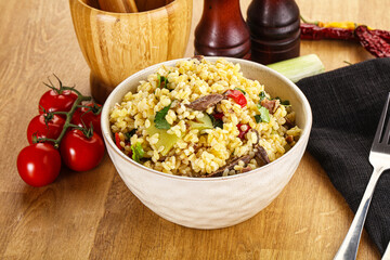 Bulgur with lamb and vegetables
