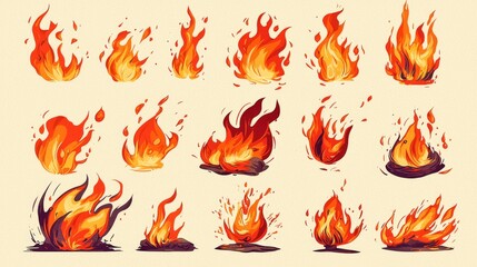 Visually Striking Animation Sprite Sheet Filled with Fire Elements
