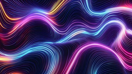 Fototapeta premium Abstract waves of vibrant neon colors creating a dynamic, flowing pattern.