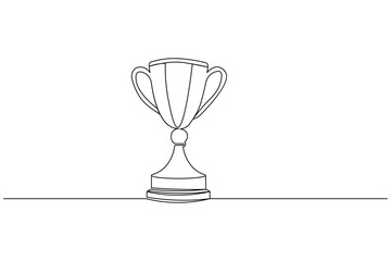 Football trophy cup continuous line drawing of isolate outline football day simple vector icon