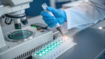 Fototapeta premium Health and safety monitoring concept, Laboratory scientist performing a test