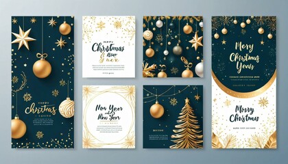 set of christmas cards with boxes