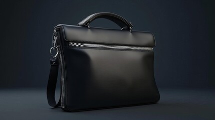 Elegant Black Leather Briefcase Professional Business Bag Portfolio Case Office Accessory