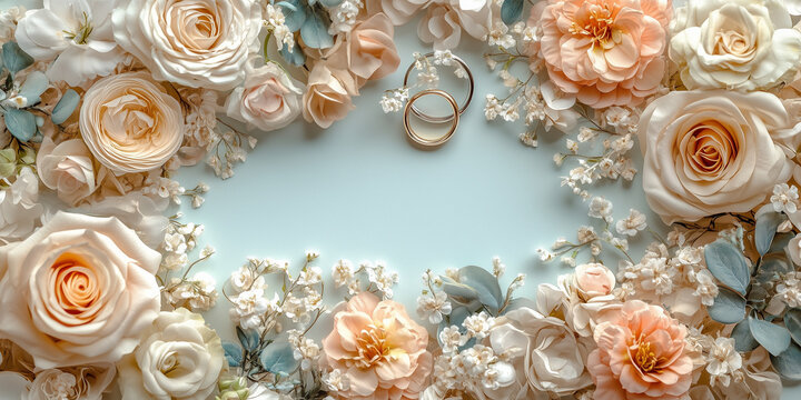 A beautiful wedding thank you card featuring elegant rings and soft pastel-toned flowers, symbolizing love, gratitude, and the celebration of a special union. Perfect for heartfelt messages