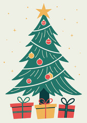 Geometric Christmas Tree with Gifts