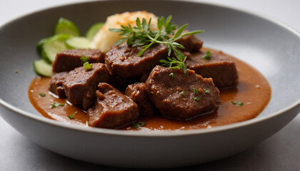 Stoofvlees in modern style in warm colors for luxurious dining