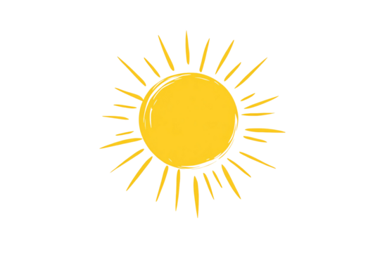 a yellow sun with rays - Powered by Adobe