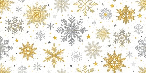 Elegant Gold and Silver Snowflake Winter Pattern Design