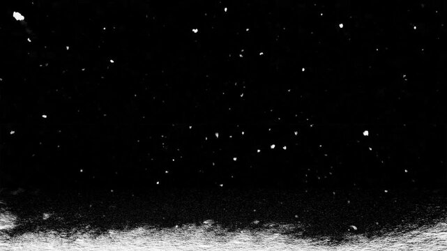 Natural white snow on the black background