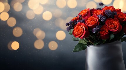 Vibrant Red Roses in Satin Wrapped Bouquet